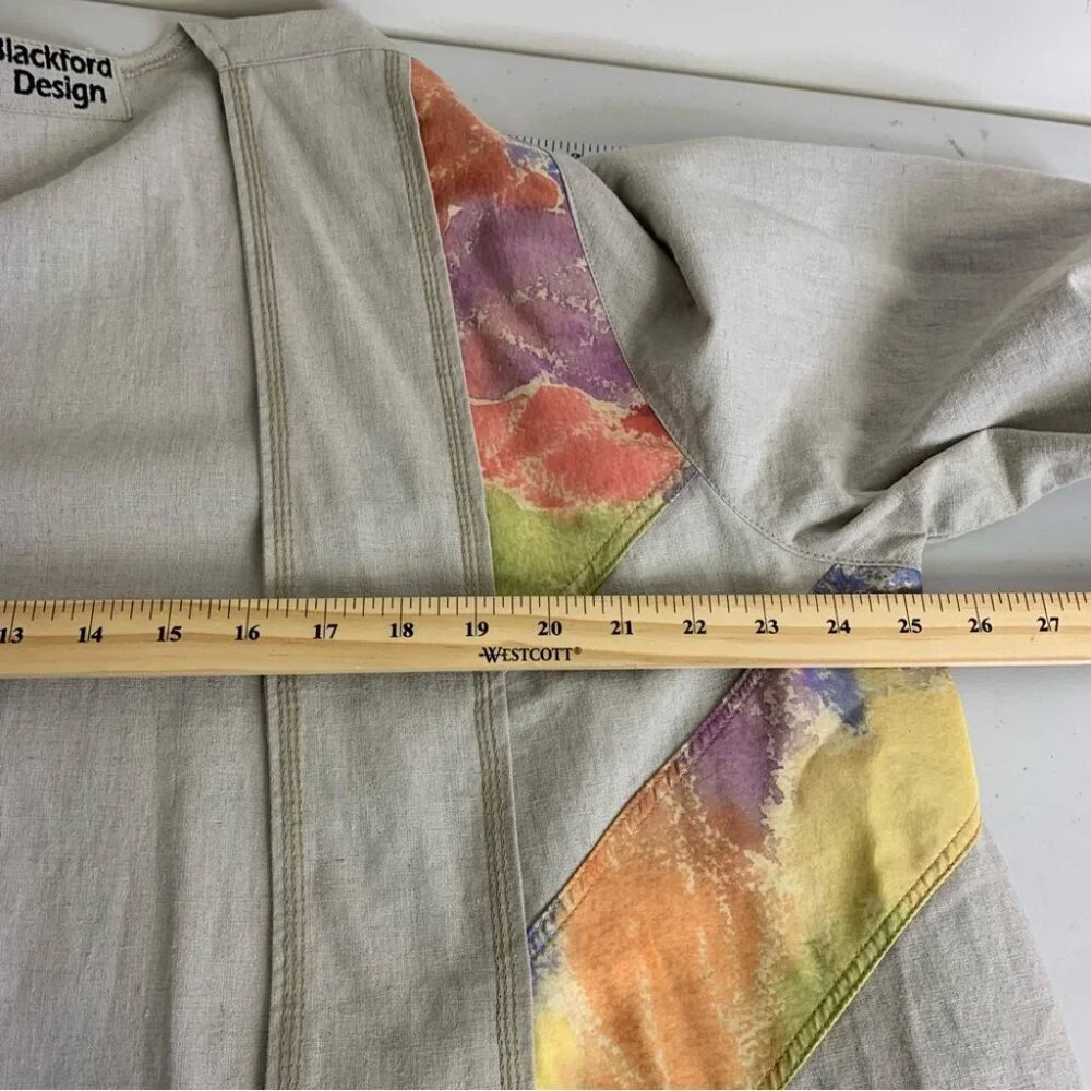 Blackford Design Lagenlook Cotton Linen Blend Open Front Cardigan One Size - Picture 4 of 11